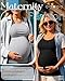 Neer 3 Pack Women's Maternity Shirts Short Sleeve Pregnancy Tee Tops Soft Crew Neck Mama Clothes Basic Tunic Blouse(Army Green, Light Gray, Black,Small)