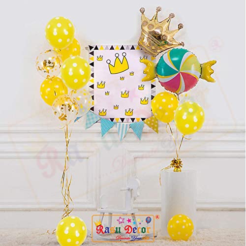 Image of RasuDecor 10 Pieces 12 inch Polka Dot Latex Balloon Yellow and White Dot Colorful Balloons, 12 Inch Latex Polka Dots Balloons for Kids Women Men Birthday Easter Engagement Wedding, Halloween Party Supplies Decor #RasuImpex (10Pcs 12 inchPolkaDotYellowWhite)