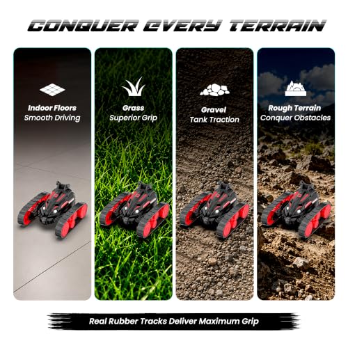 Image of Mirana Tankster 360 Stunt & Drift Remote Control Tank Car for Kids | Remote & App Controlled RC Toy Vehicle | Dual Track High Speed ATV | USB Type-C Rechargeable | Birthday Gift for Boys & Girls