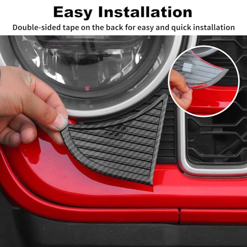 Image of JWWY Front Grille Inserts Bezels Cover Trim Compatible with 2024 Jeep Wrangler JL JLU & Gladiator JT Exterior Accessories 2pcs Carbon Fiber