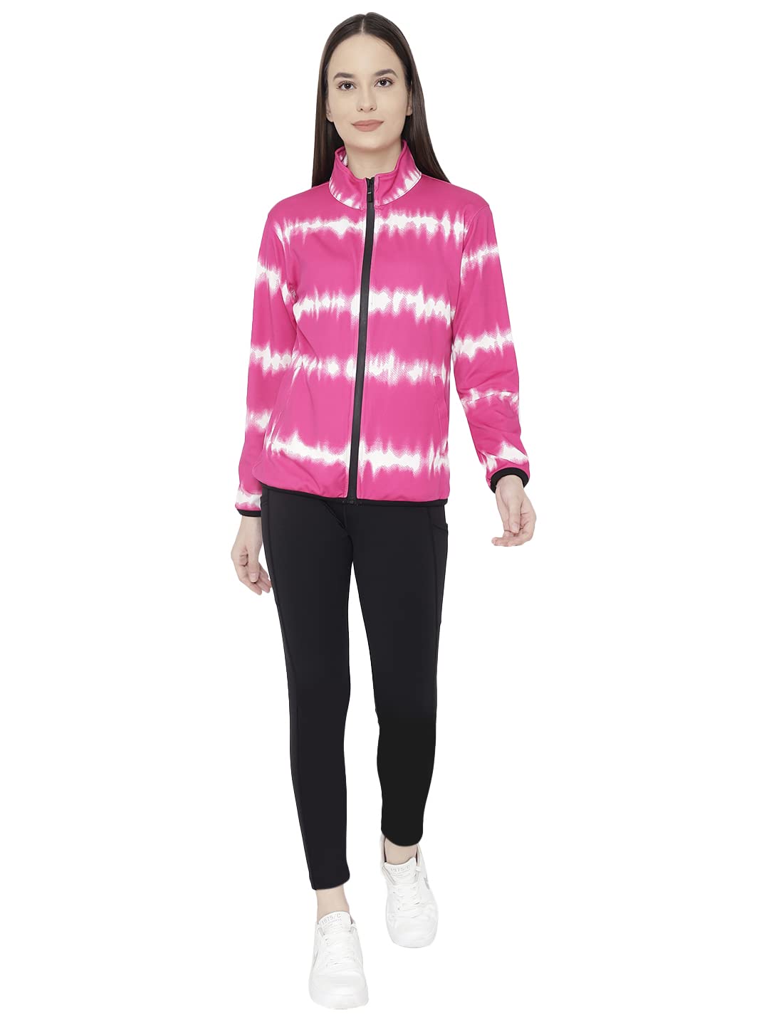 CHKOKKO Women Printed Zipper Full Sleeves Track Suit-image-0