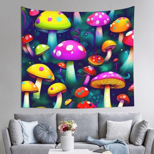 Tapiz de hongos brillantes de gran formato EdWal, arte decorativo ideal para tu salón