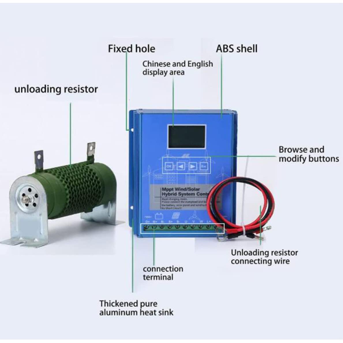 Regolatore di carica ibrido solare eolico MPPT per generatore eolico batteria di ricarica – 12 V/24 V/48 V interruttore automatico – regolatore boost – 5000 W-12000 W