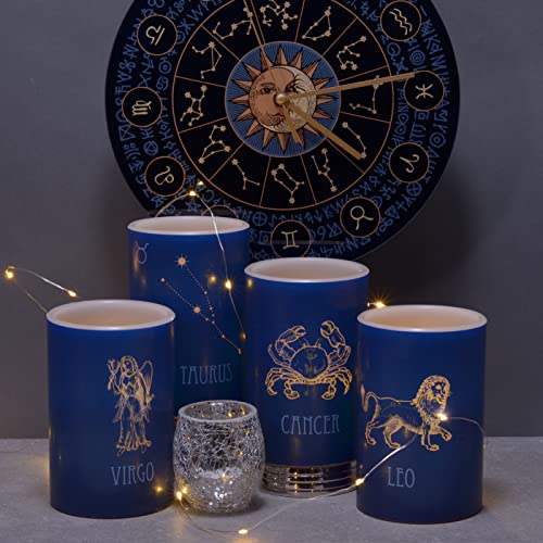 Reloj de pared redondo de vidrio con constelaciones zodiacales miniatura 2