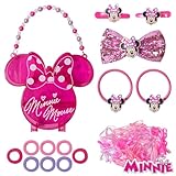 LUV HER Disney Minnie Mouse Hair Accessory Case for Girls with Clips, Elastics, Bows, and Terry, Ages 3+