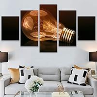 SIGNWIN 5 Panel Canvas Wall Art Modern Art Abstract Brushstroke Closeup Digital Art Minimalism Minimalist Multicolor Pastel for Home Decorations Ready to Hang - 60