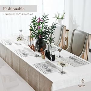 Farmhouse Placemats Set of 6 Felt Placemats with Coasters Heat Stain Scratch Resistant Oil Proof Washable Wipeable Outdoor Indoor for Dining Patio Table Kitchen1712