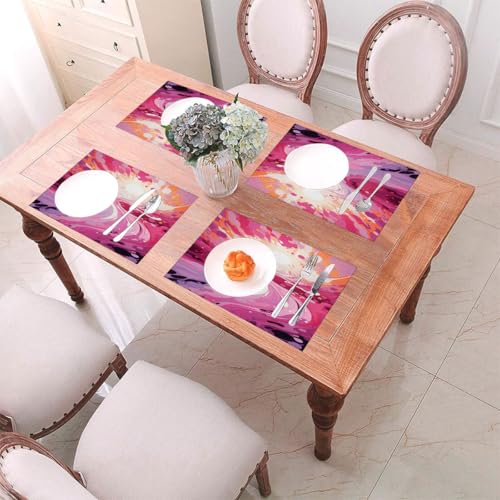Sets de table pour cuisine et extérieur motif soleil rose abstrait - 7