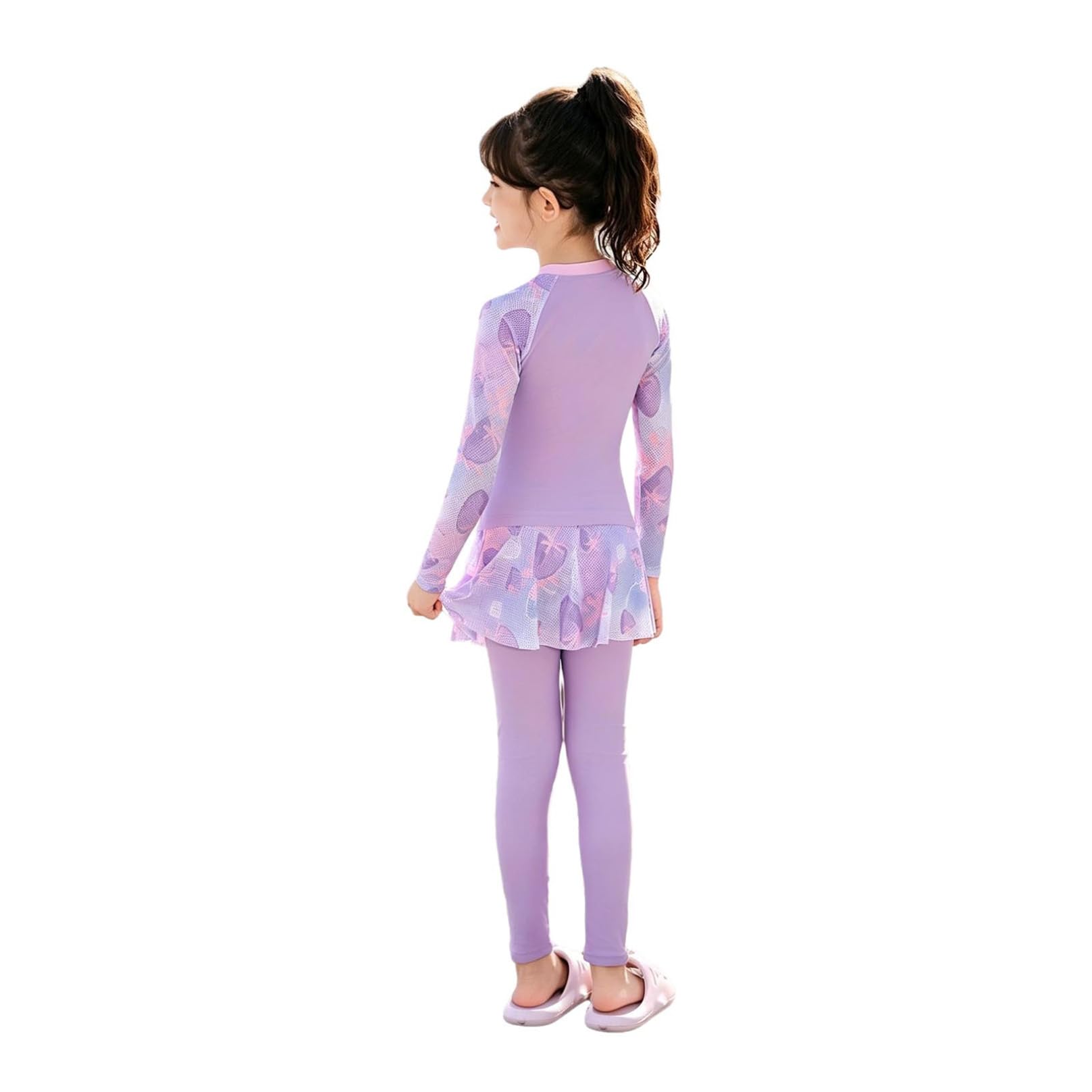 Agoky Ensemble Maillot De Bain Enfant Fille Protection Solaire Anti UV Rashguard Haut Et Pantalon De Bain Swimsuit