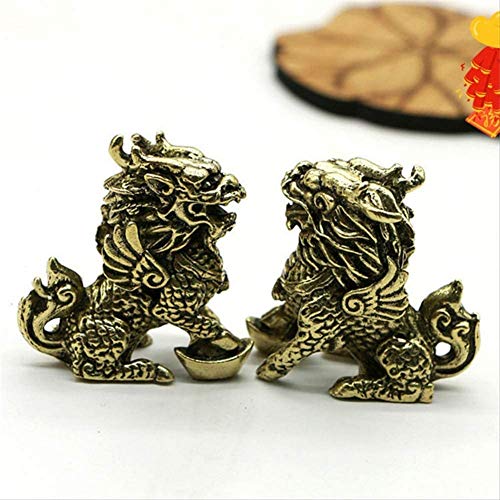 Sculpture de Table en Bronze Qi Lin : Ornements Animaux Cuivre Feng Shui