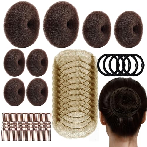 Set de 63 pièces pour chignon de différentes tailles, créateurs de chignons avec épingles à cheveux et élastiques pour femmes, enfants, danseuses de...