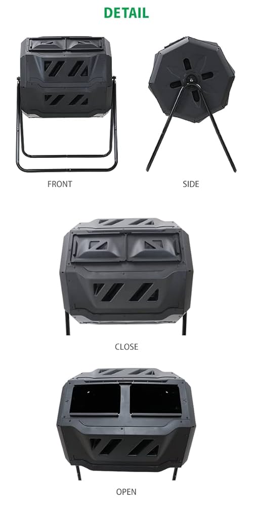 Amazon.co.jp: コンポスト 回転式 160L 回転 二部屋 二層 容器