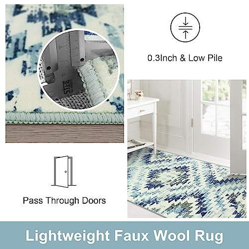 Lahome Boho Washable Kitchen Runner Rug, Soft Bedroom Carpet Runners For Hallway 6Ft Non Slip Blue Runner Rugs With Rubber Backing, Non-Slip Non-Shedding Low Pile Rug Runner For Laundry Room #TOP4