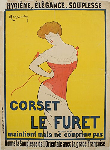 Poster Vintage Corset Le Furet Cappiello 1901 A2 en bois multicolore