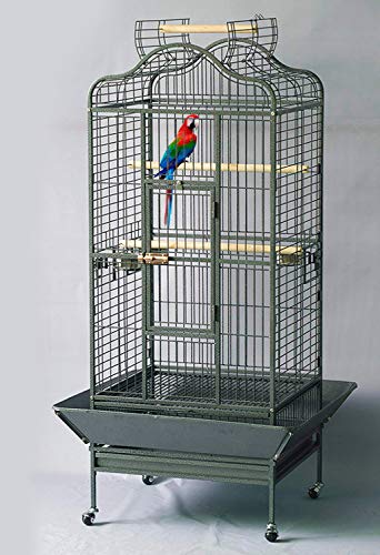 Homey Pet L24 xW22 xH61 Large Parrot Cage, Open Playtop, Black Hammer Spray