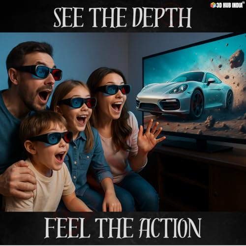 Image of Red Cyan 3D Glasses for YouTube Videos | Anaglyph Red Blue 3D Viewing Eyewear | Hard Scratch-Resistant Lens | Flexible Frame | Home Cinema Projector Compatible | Pack of -3