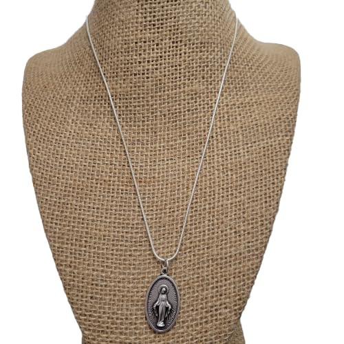 Miniatura 5 de Virgin Mary Necklace Sterling Silver Plated, Virgen Medal pendant chain protection, Virgin Mary Protection necklace