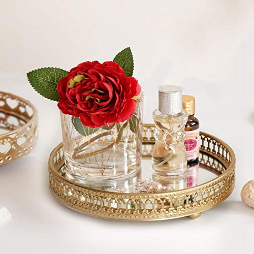 Homentum Tray Mirror Gold Perfume Tray Mirror Metal Decorative Vanity