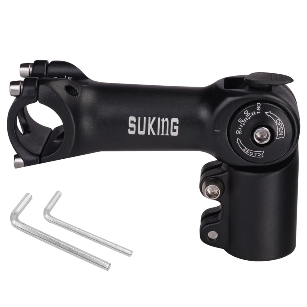 CYSKY Potence de guidon de vélo de montagne réglable de 0 à 90 degrés de 93 mm pour VTT, vélo de route, BMX, vélo de ville