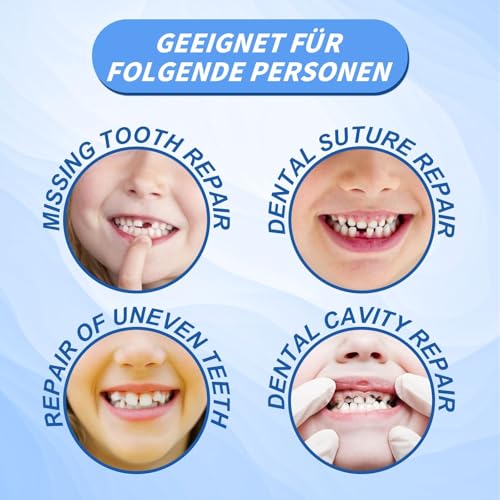 Provisorische Zahnfüllung Reparatur-Kit, Zahnersatz Selber Machen, Zahnreparatur-Kit für Reparieren Fehlender Gebrochener, Zahnreparatur & Zahnfüllung Selbsthärtend Dauerhaft, Zahnkleber für Zähne