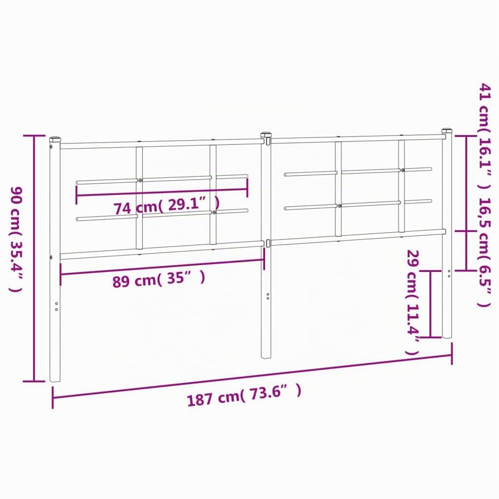 vidaXL Cabecero de Repuesto de Metal Negro 180 cm