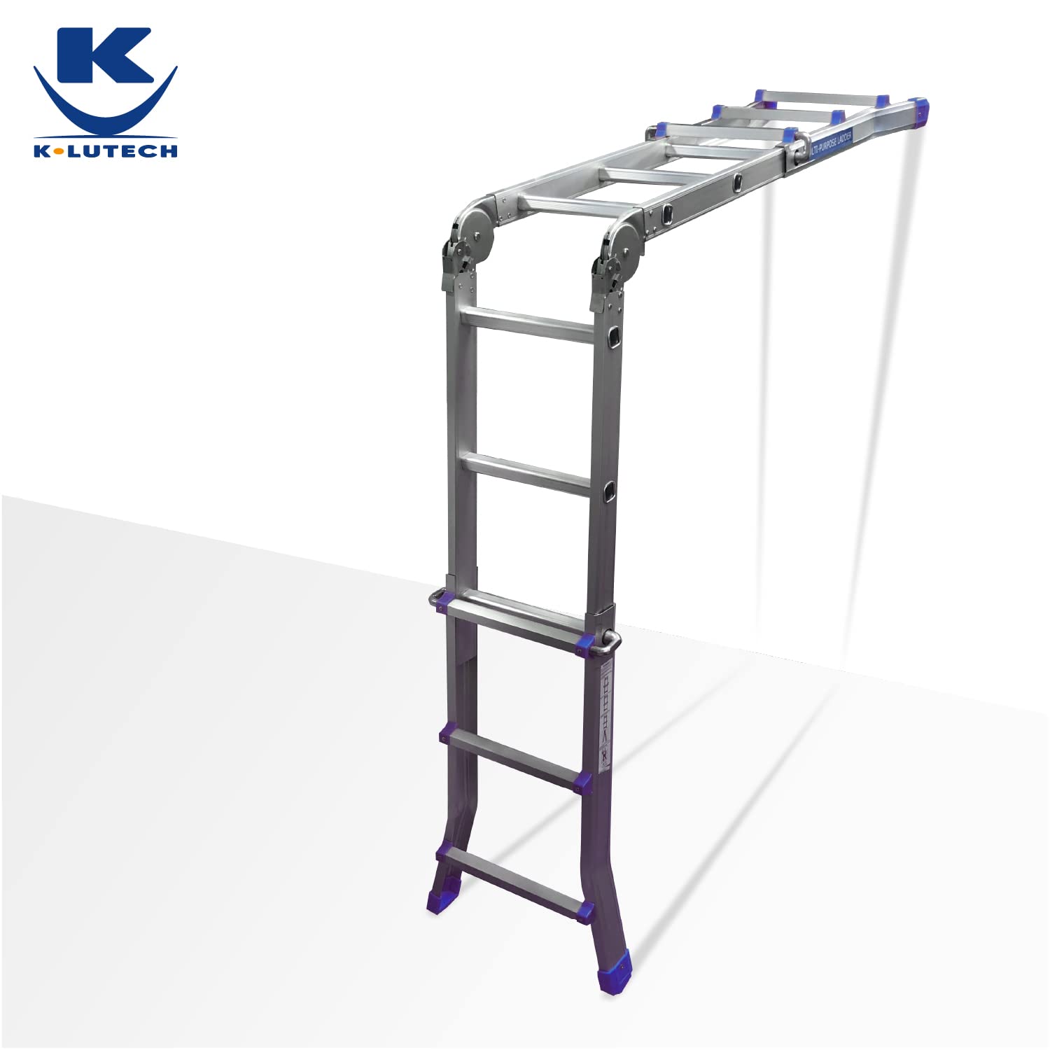 Échelle Télescopique Articulée Mini Géante 4x3 Marches - Multifonction en Aluminium, Hauteur 2,86 m, Charge 150 kg, Certifiée EN131, Compacte et Pliable