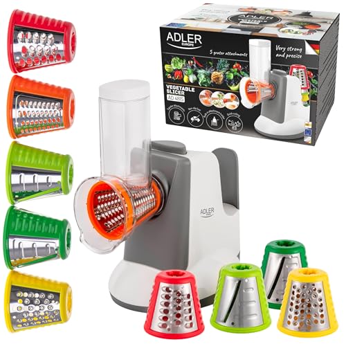 ADLER EUROPE AD4815 Hachoir électrique à légumes, râpe à 5 pointes y compris râpe, puissance 150 W