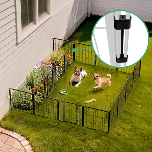 Image of FXW Rollick Unleashed Dog Playpen for Indoor, Yard, RV Camping, 24 inch 16 Panels Dog Pen with Connectors (Pack of 2) for Small and Puppy Dogs, Black│Patented