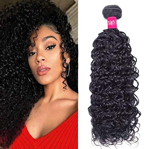 Curly Human Hair Bundles Unprocessed Extensions 100% 8A Brazilian Virgin Curly Bundles 1 Bundle Curly Hair Natural Black Color wigs for women (10 inch)