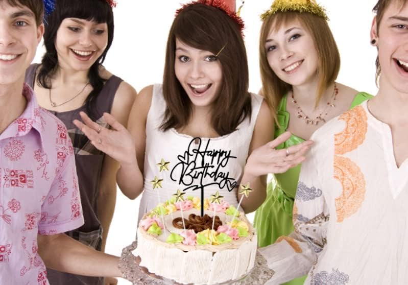 CARTE JOYEUX ANNIVERSAIRE Happy Birthday Gâteau Relief Noir Doré