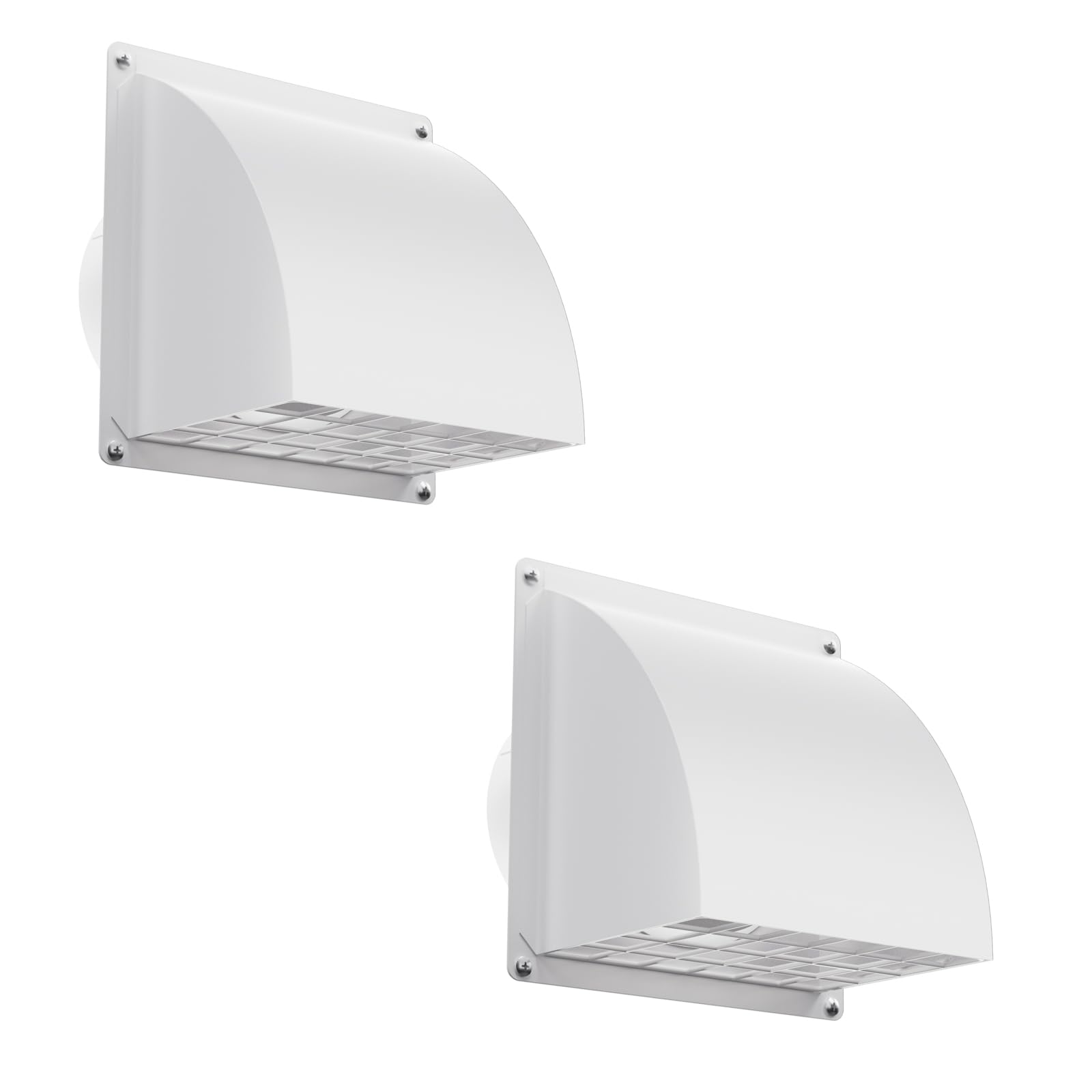 HG Power 2 Pcs 4 Inch Dryer Vent Cover Outside with Removable Screen, White