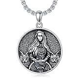 Freya Necklace 925 Sterling Silver Norse Freyia Goddess Pendant Freya Goddess Medal Jewelry Nordic Viking Amulet Talisman Gift for Men Women