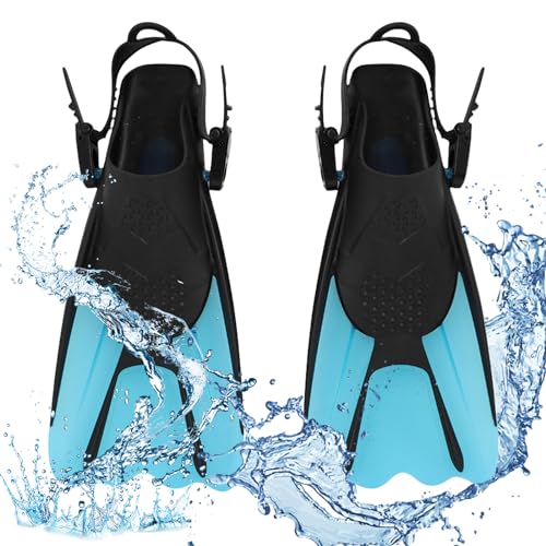 Aletas de snorkel cortas y ajustables para natación en tallas 34 a 38