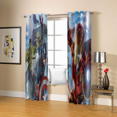 zhkn Tenda Supereroe Modello Isolamento Termico Tenda Morbida in Poliestere Occhielli Superiori Trattamenti per Finestre Tenda Oscurante per La Decorazione Domestica 150X166CM