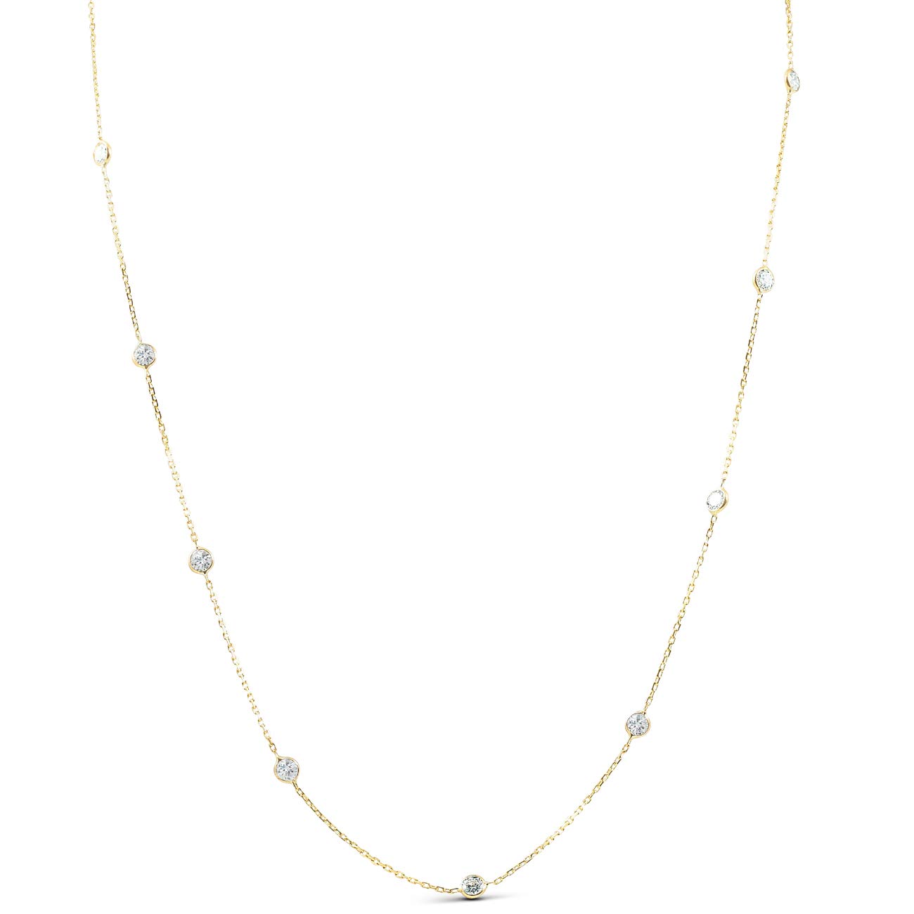 P3 POMPEII3 Pompeii 2 TCW Diamond Bezel Station Necklace 14k Yellow Gold