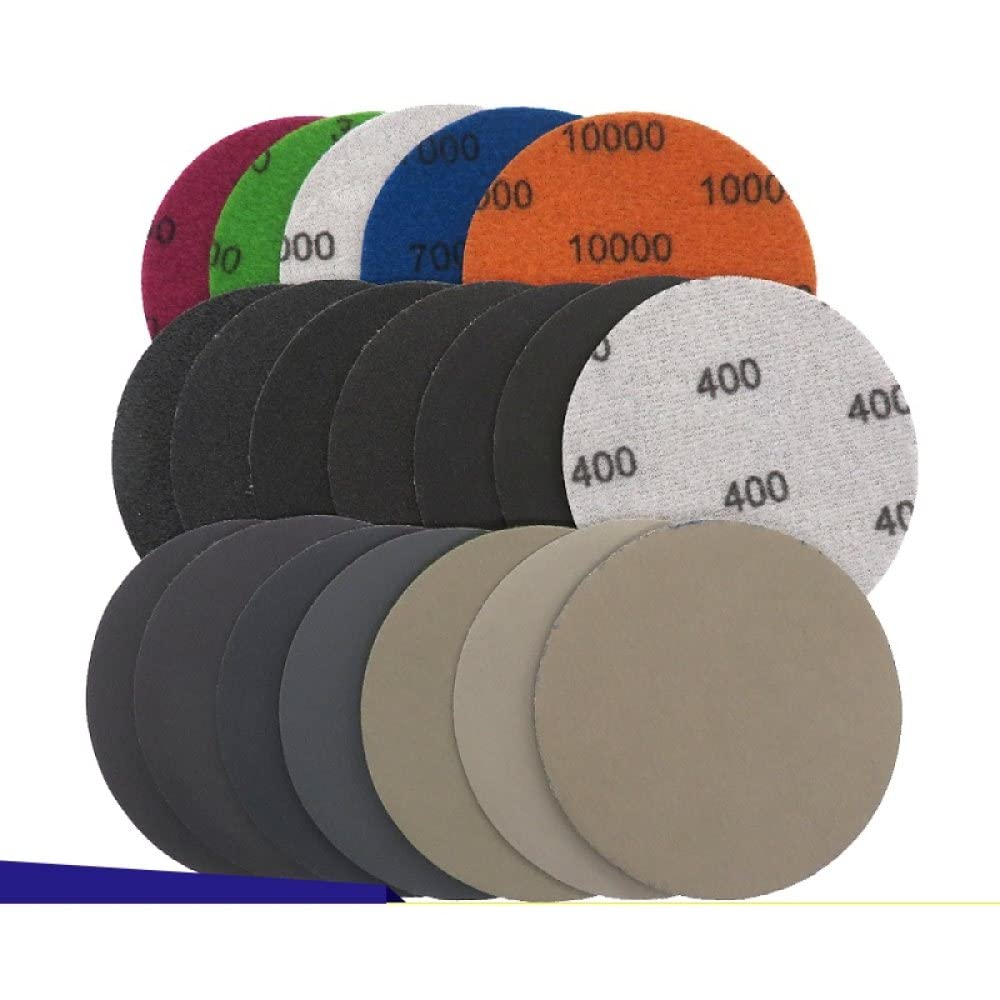SHENGANG 60 discos de lijado de 3 pulgadas con gancho y bucle de secado en húmedo de grano 60-10000, papel de lija impermeable de 75 mm para herramientas rotativas de amoladora de taladro, 60