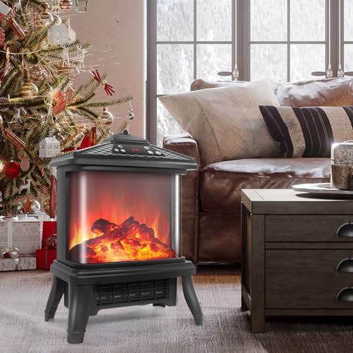 Toonlupal Electric Fireplace Heater With Remote 1500W Portable Freestanding Stove Heater Realistic Flame Effect 7 Colors& 3 Brightness For Indoor Use Overheating And Tip-Over Safety thumb #3