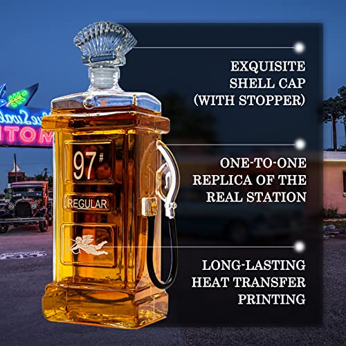 Novoto Whiskey Decanter Set with Glasses, 97's Gas Station & Car Limited Edition, Whiskey Gifts for Men, 850ml & 240ml Whiskey Set, Whiskey Decanter accessories, Wine Decanter Alcohol Gifts for Men - Image 3