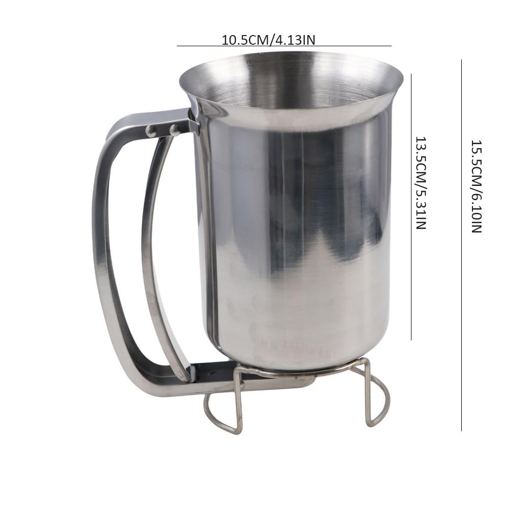 zaoalife Stainless Steel Pancake Batter Dispenser,Handheld Cupcake Dough Dispenser Pancake Batter Dispenser Funnel Batter Cup With Holder