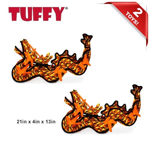 Tuffy Worlds Tuffest Soft Dog Toy Dragon Orange Multiple Layers