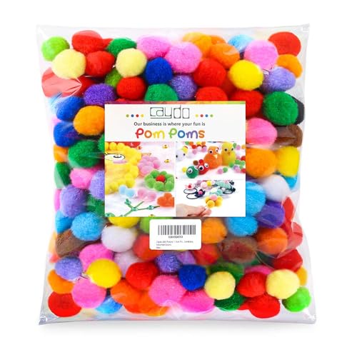 Caydo 240 pièces de pompons assortis de 2,5 cm, pompons pour fournitures de loisirs et décorations d'artisanat créatif DIY