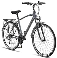 Licorne Bike 28 Zoll Premium Trekking Fahrrad Jungen Mädchen Damen Herren 21 Gang Schaltung Herrenfahrrad Kinderfahrrad Life M-V grau/schwarz