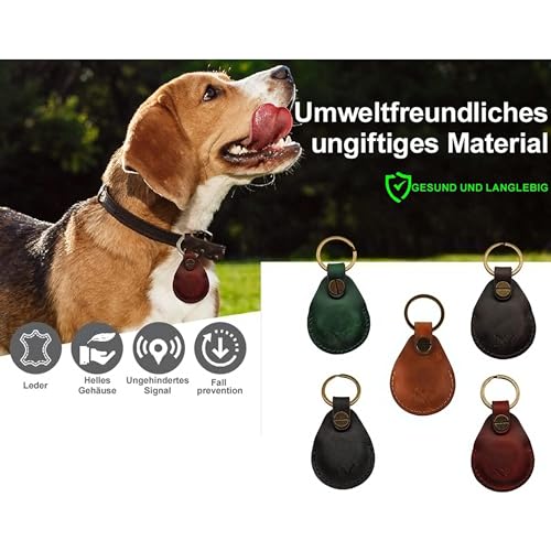 Image of NEYYOS Airtag Pendant Genuine Leather, Air Tag Tracker Holder, Portable Case & Key Fob, Protective Cover Key Finder, Holder Locator Keychain Case for Key Chain Purse