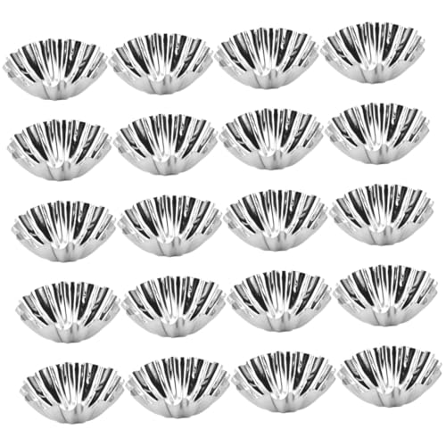 PERSELOSO 20個 不粘性マフィンカップ型 多機能ベーキングアクセサリー 耐熱均一加熱エッグタルト型 ゼリー プリン用家 レストラン向け