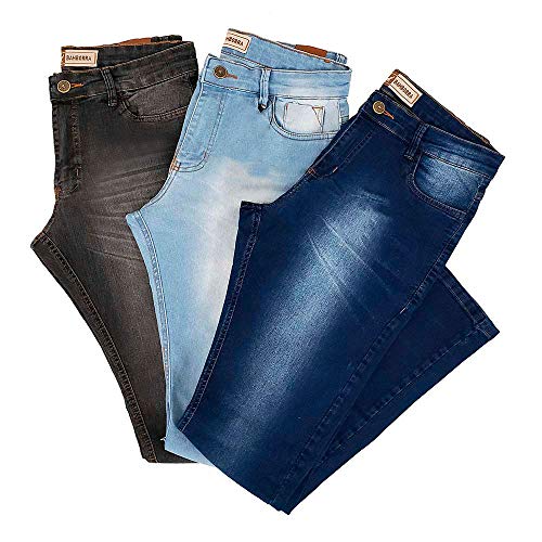 Kit com 3 Calças Jeans Masculinas Slim com Lycra Bamborra Tamanho:38
