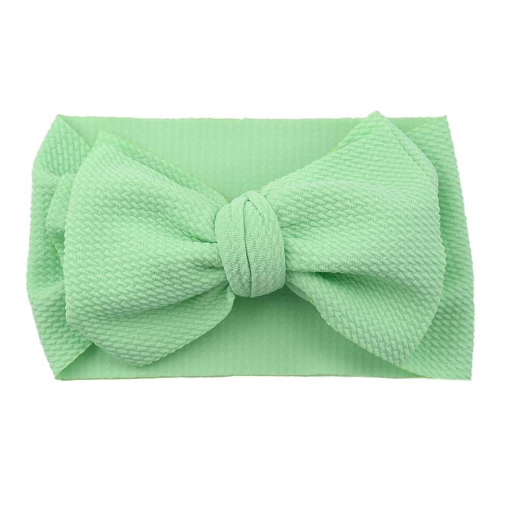Baby Girl's 8'' Soft Big Bow knot Nylon Headband Toddler Hairband for Photography Travel Party Festivals (Light Green)