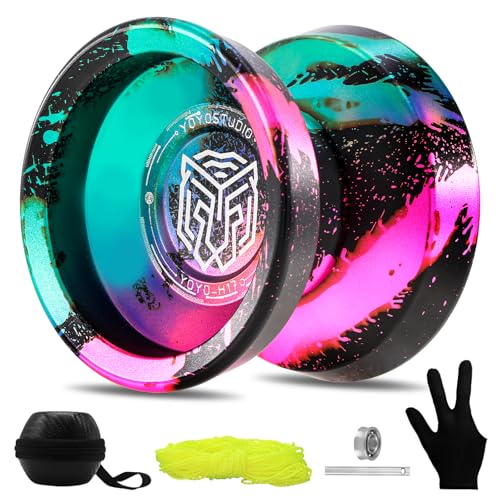 YOYOSTUDIO Professional Yoyo for Kids/Adults, Pack of 2 Yoyos, Responsive Yoyo, Dual Purpose Yo Yo for Beginner/Advanced, Extra 10 Yo-Yo Strings + 2 Case + Unresponsive Yoyos Bearing Kit
