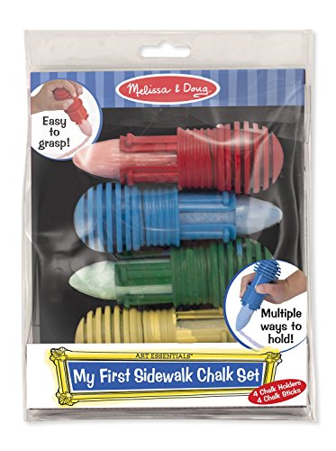 Melissa & Doug My First Sidewalk Chalk Set with Holders - 4 Chalk Sticks and 4 Holders