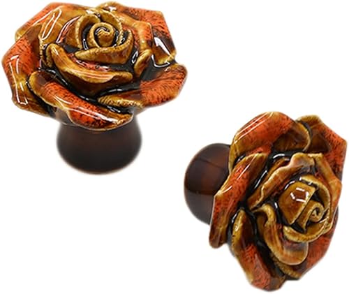 Miniatura 4 de Paquete de 12 pomos de cerámica con diseño de rosas vintage, tiradores vintage de cerámica con 3 tornillos de tamaño para armario de cocina,