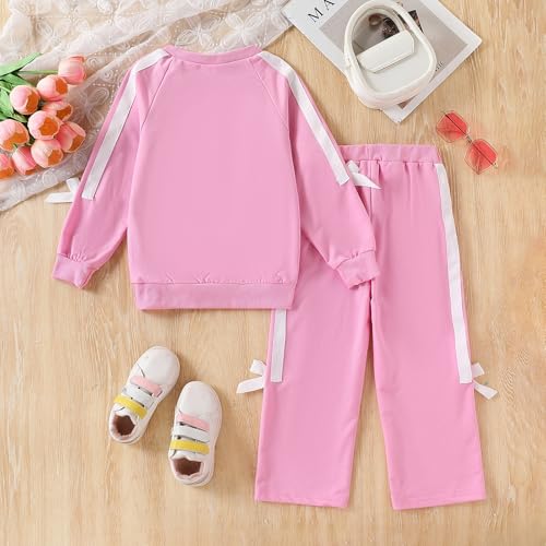 Image of 2025 Girls Sweatsuit Set Cute Hooded Sweatshirt & Jogger Pants with Pocket Casual Outfuts Set